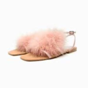 Zara Pink FEATHER SANDALS